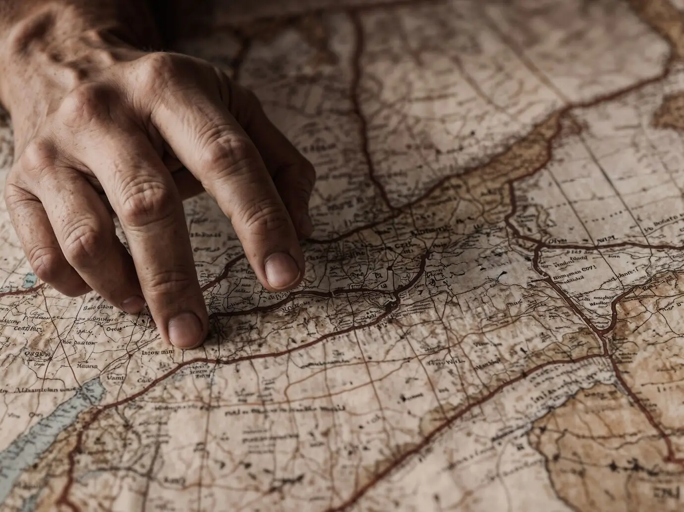 Nahaufnahme einer alten Papierkarte.