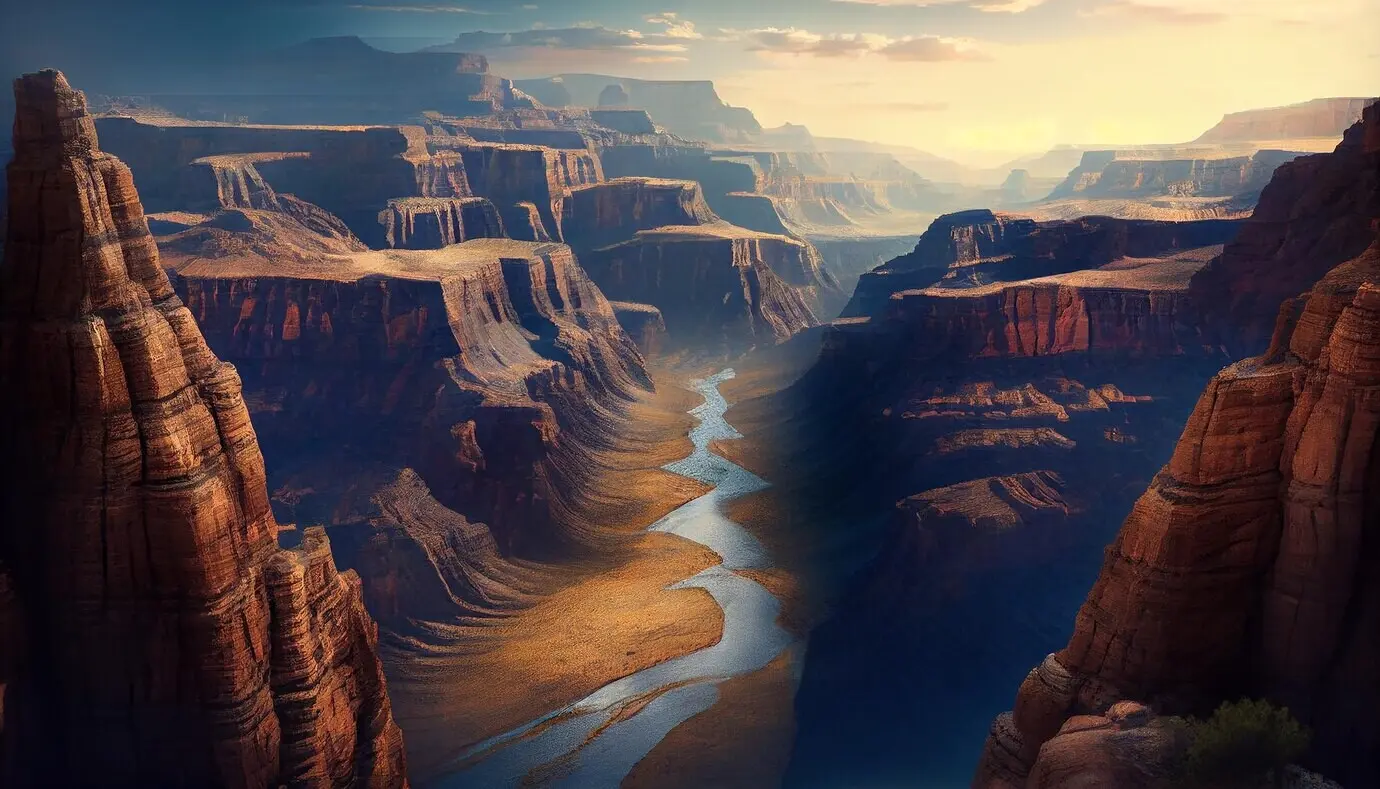 Majestätische Sandsteinklippenformation, ein natürliches Wahrzeichen, von KI generiert.