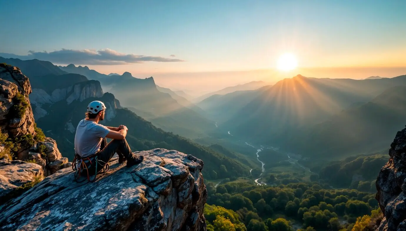 Sonnenuntergang auf einem Berggipfel
